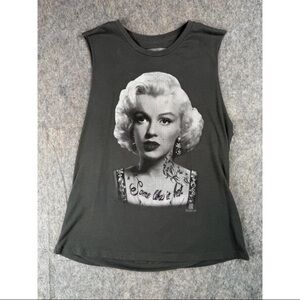 Vintage Red Carpet Noir Marilyn Monroe Tank Top Womens XL Black Ladder Cut-Out